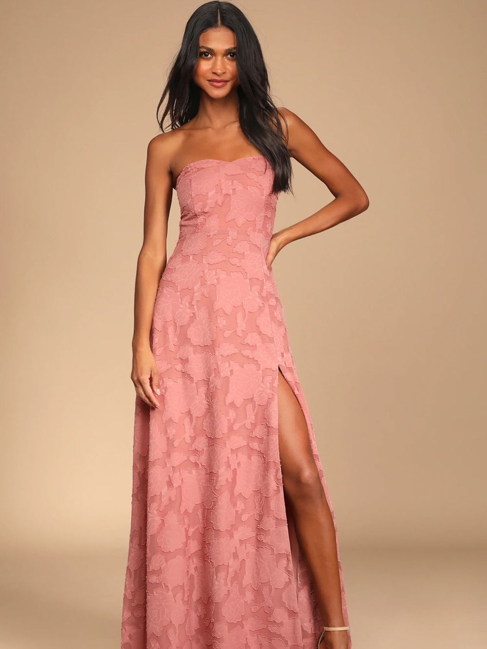 Garden of Romance Rusty Rose Burnout Maxi Dress